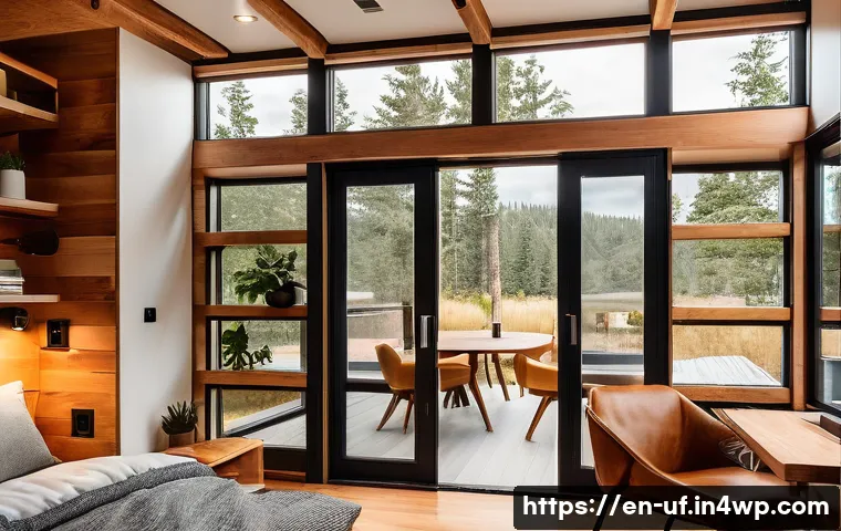 제약 기반 창의성을 위한 실험적 접근 - A modern tiny house interior showcasing space-efficient design and multifunctional furniture, natura...