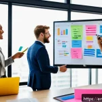 Home 23 제약 기반 창의성의 커뮤니케이션 기술 - A modern office scene showcasing a diverse team engaged in a collaborative brainstorming session usi...